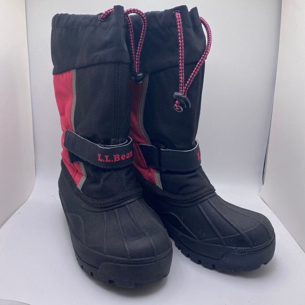 LL BEAN Kids 13 Northwoods Felt Lined Waterproof Warm Winter Boots Black & Pink